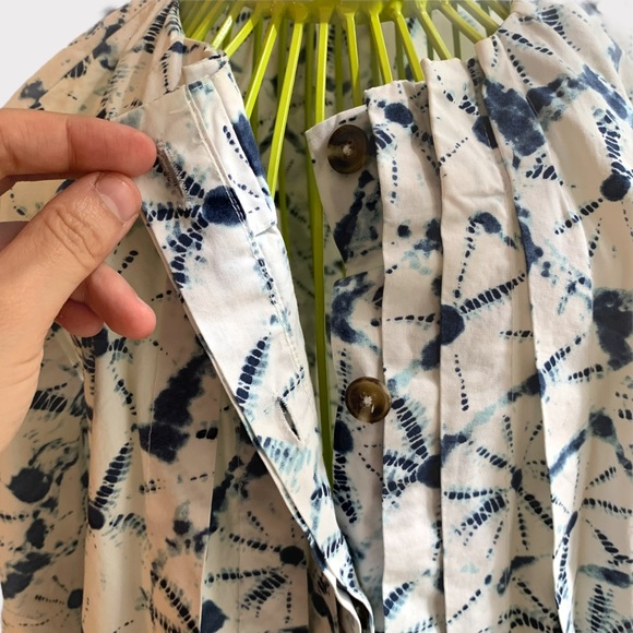 Thakoon For Target Long Sleeve Shibori Button Down Bohemian Cotton Dress - Picture 5 of 16